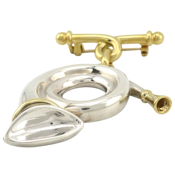 HERMES 
ゴールドカラーメタル シルバーカラーメタル 
ホルン モチーフ ブローチ HERMES -Authentic Pre-owned ブローチ by TS Trading Co., Ltd.