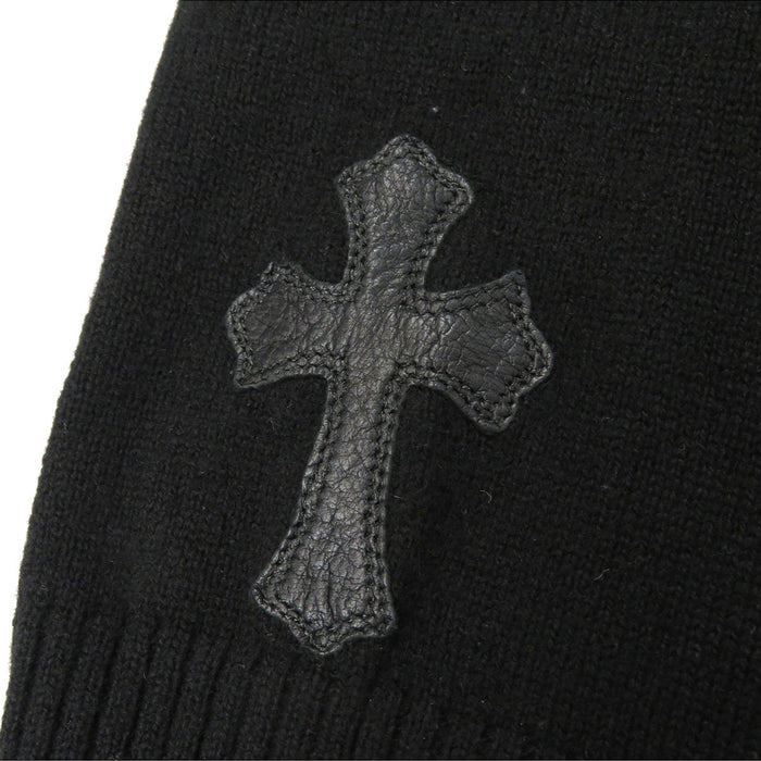 CHROME HEARTS 
レザー CHプラス 
クロスボールボタン クロスパッチ カシミヤ カーディガン