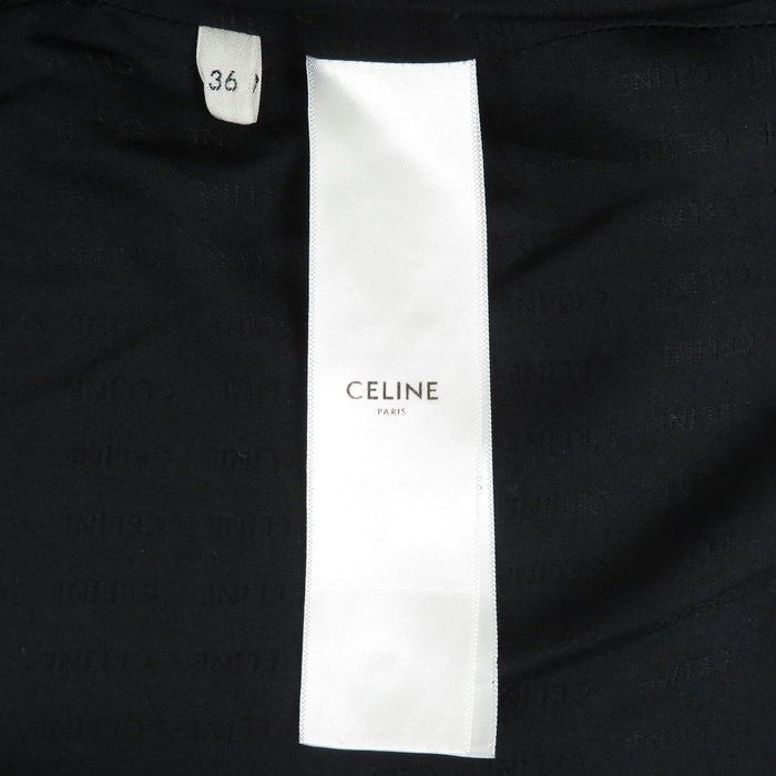 CELINE  
Collarless Logo Button Wool  
Bouclé Tweed Hunting Jacket