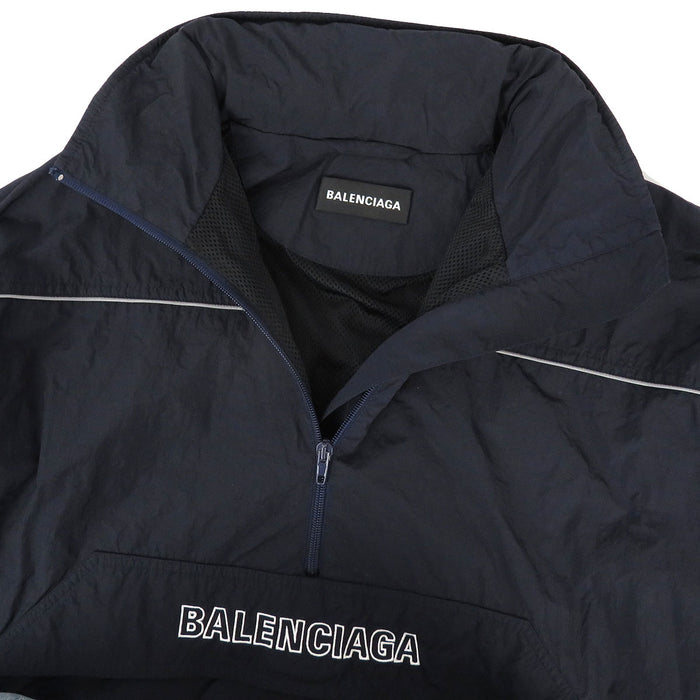 BALENCIAGA  
Half-zip  
Emblem Nylon Anorak Hoodie