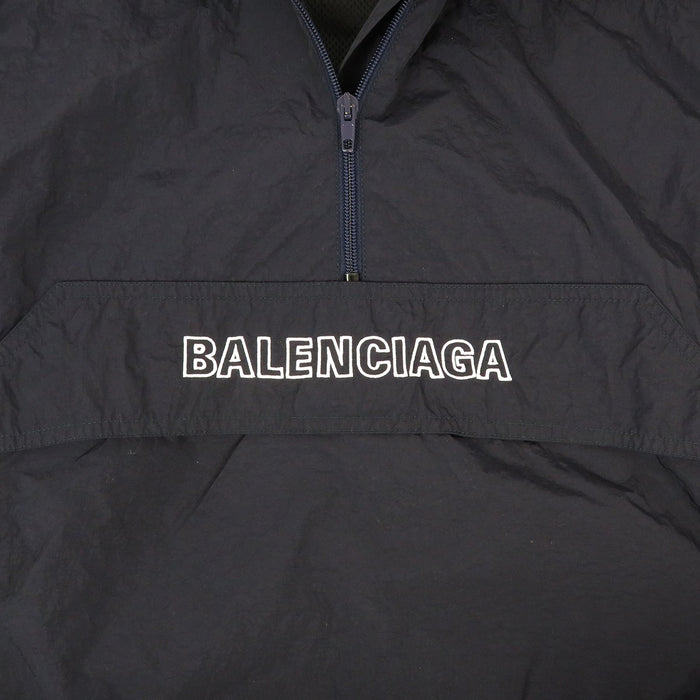 BALENCIAGA  
Half-zip  
Emblem Nylon Anorak Hoodie