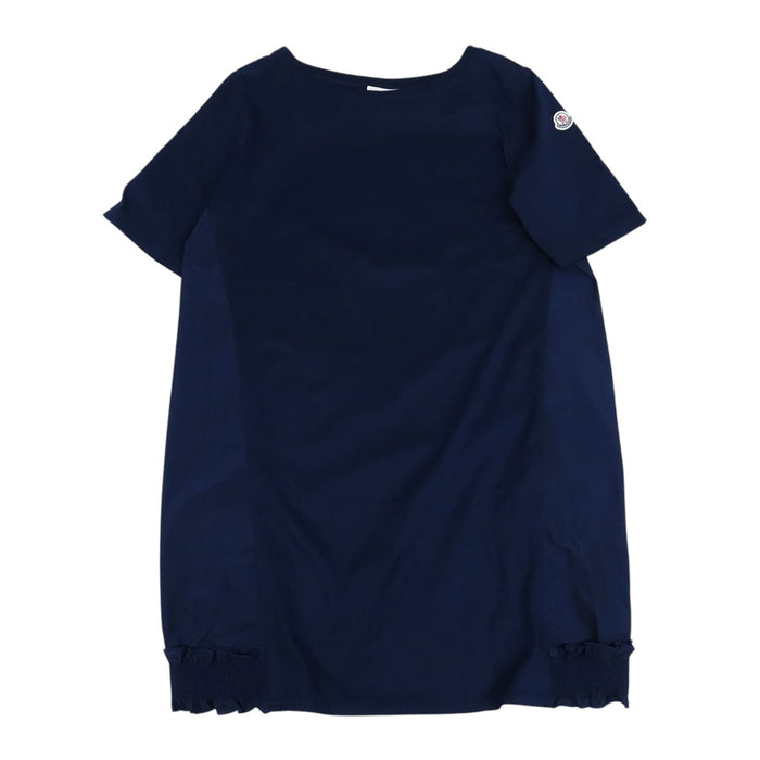 MONCLER 
18年 ロゴ ワッペン コットン ポリエステル 
ABITO CORTO アビト コルト 切替 半袖 ワンピース