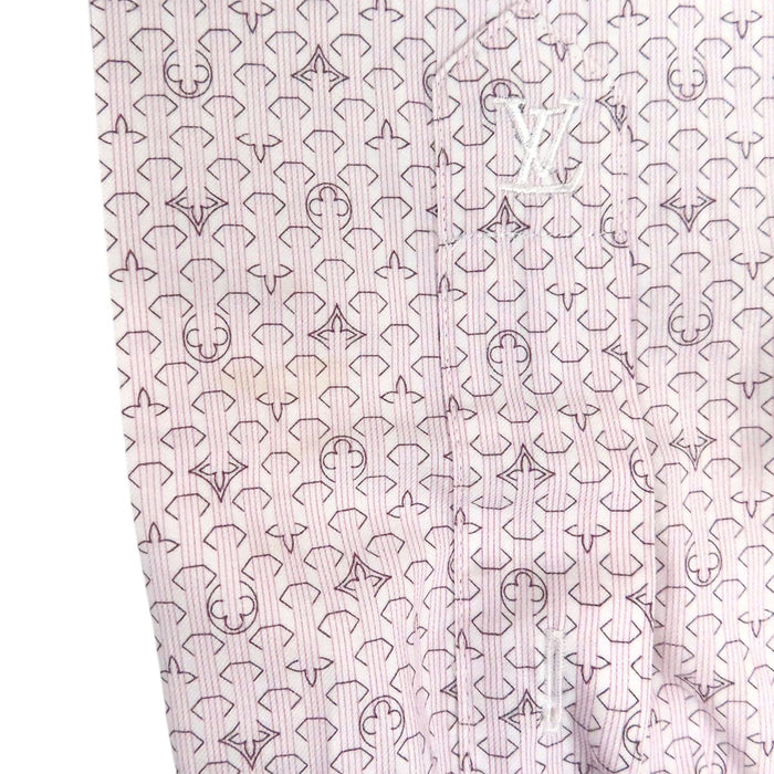 路易威登 LV 標誌刺繡全圖案 RM081M MMSH01CAY Monogram 條紋長袖棉質襯衫