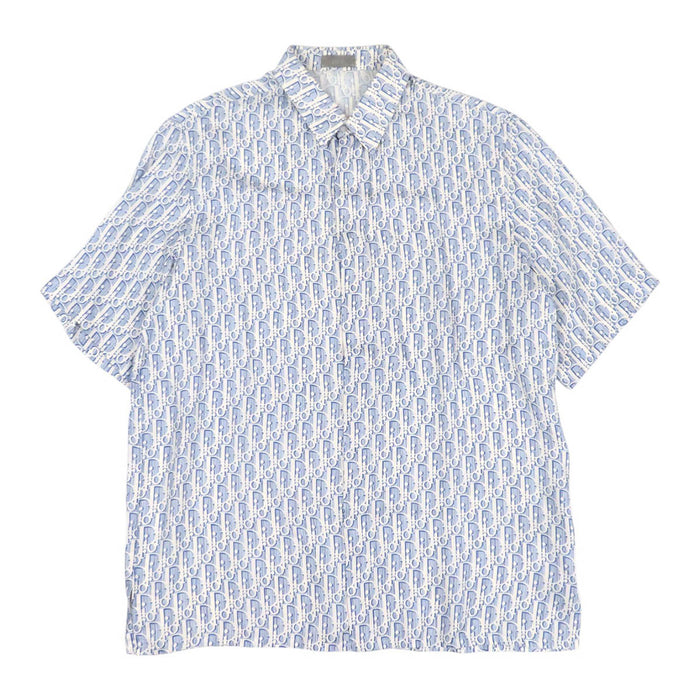 Dior  
Chemise en soie à manches courtes Oblique à logo imprimé  
Dior Homme