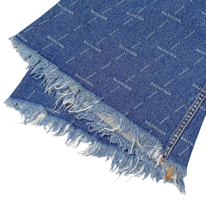 BALENCIAGA  
Fringe All-Over Pattern Cotton  
Logo Denim Skirt