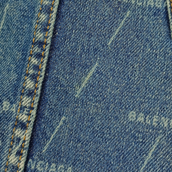 BALENCIAGA  
Fringe All-Over Pattern Cotton  
Logo Denim Skirt