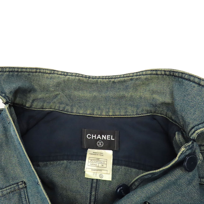 CHANEL 
01P COCO CC ココボタン ロゴ 
ココマーク デニム ノースリーブ ワンピース