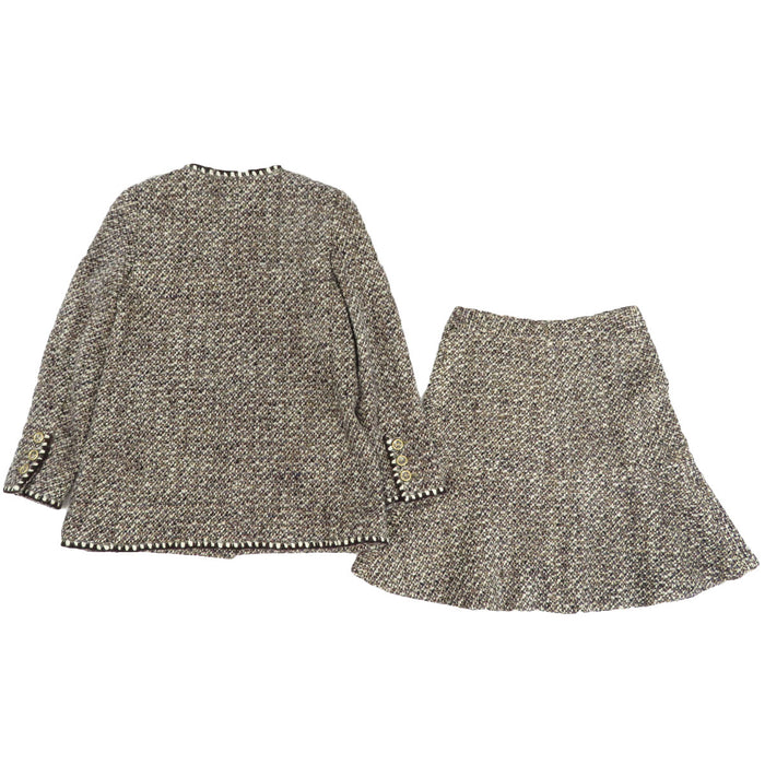 CHANEL 
01A COCO CC Coco Button Logo Collarless 
Coco Mark Tweed Set-Up