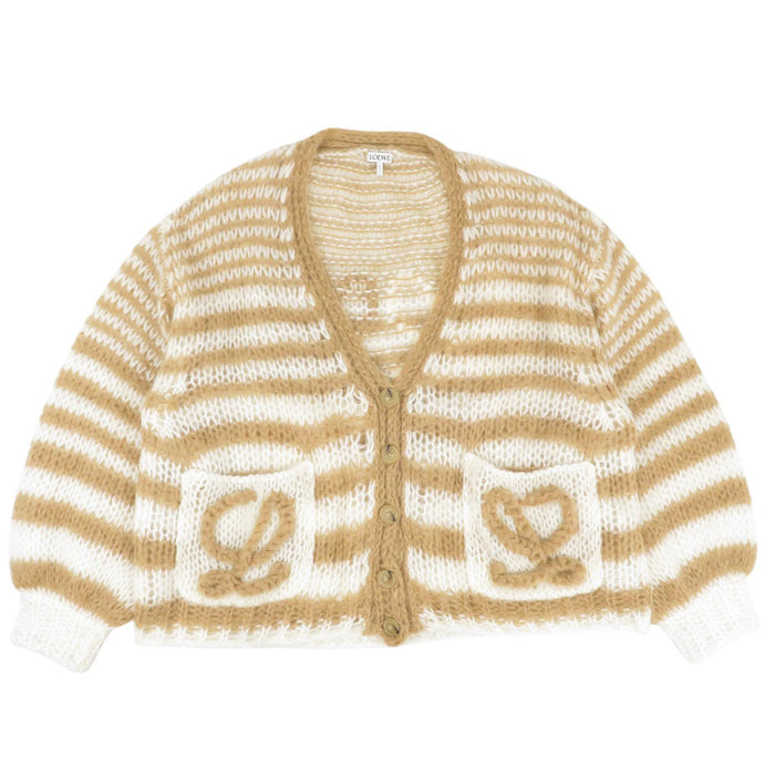 LOEWE  
Logo Openwork Knit Stripes  
Anagram Mohair Knit Cardigan