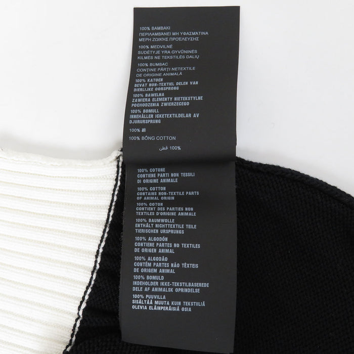 PRADA Embroidered Cotton Button Logo Bicolor Cropped Short-Sleeve Cardigan