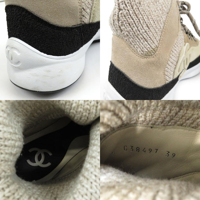 CHANEL 
COCO CC ロゴ スエード レースアップ 
ココマーク ニット ソックス スニーカー
