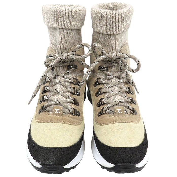 CHANEL 
COCO CC ロゴ スエード レースアップ 
ココマーク ニット ソックス スニーカー