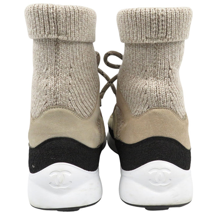 CHANEL 
COCO CC ロゴ スエード レースアップ 
ココマーク ニット ソックス スニーカー