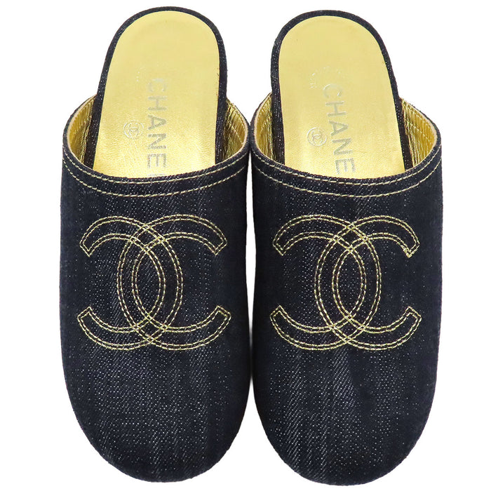 CHANEL 
COCO CC ロゴ ウッド 厚底 
ココマーク デニム サボ サンダル