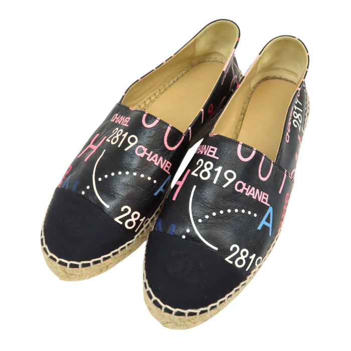 CHANEL 
COCO CC ロゴ スリッポン 
ココマーク レザー エスパドリーユ フラットシューズ