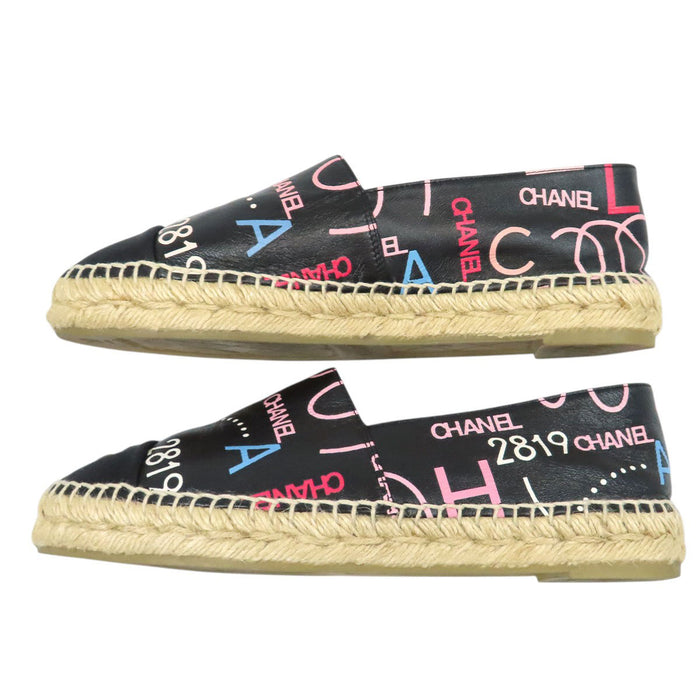 CHANEL 
COCO CC ロゴ スリッポン 
ココマーク レザー エスパドリーユ フラットシューズ
