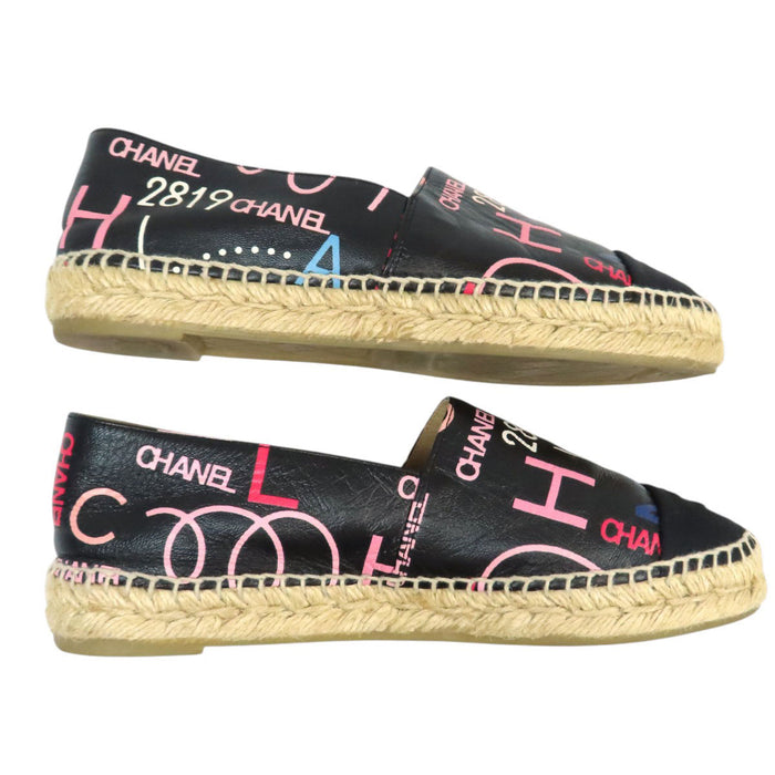 CHANEL 
COCO CC ロゴ スリッポン 
ココマーク レザー エスパドリーユ フラットシューズ