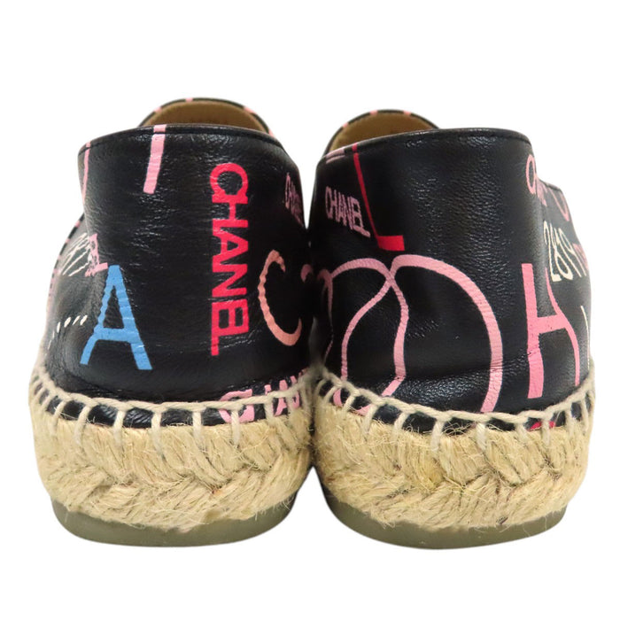 CHANEL 
COCO CC ロゴ スリッポン 
ココマーク レザー エスパドリーユ フラットシューズ