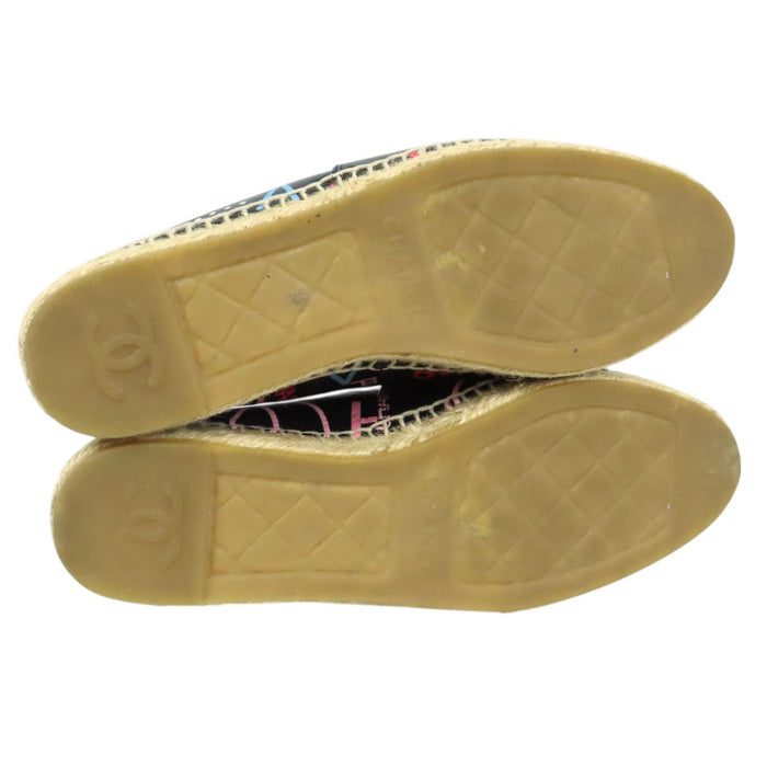 CHANEL 
COCO CC ロゴ スリッポン 
ココマーク レザー エスパドリーユ フラットシューズ