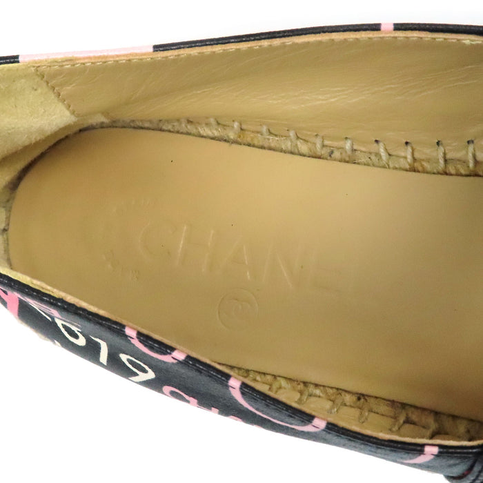 CHANEL 
COCO CC ロゴ スリッポン 
ココマーク レザー エスパドリーユ フラットシューズ