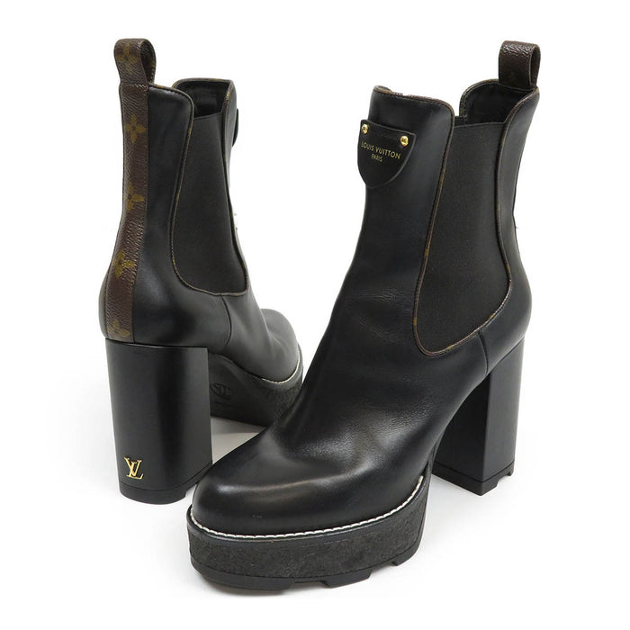LOUIS VUITTON 
ロゴ レザー 
LV ボブール ライン サイドゴア ブーツ 
モノグラム