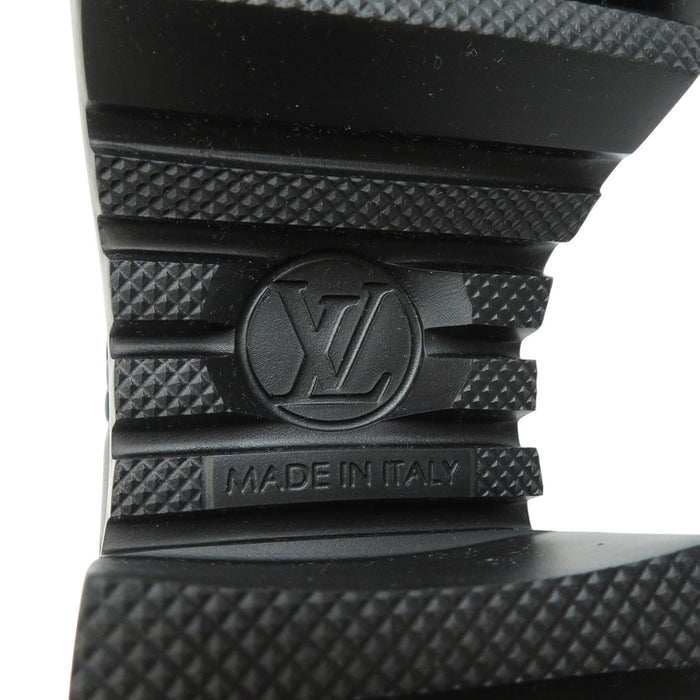 LOUIS VUITTON 
LV 24年製 ロゴ サイドゴア ベルト スウェード レザー 厚底 
ローリエート ライン レオパード アンクルブーツ 伊勢丹限定 
モノグラム