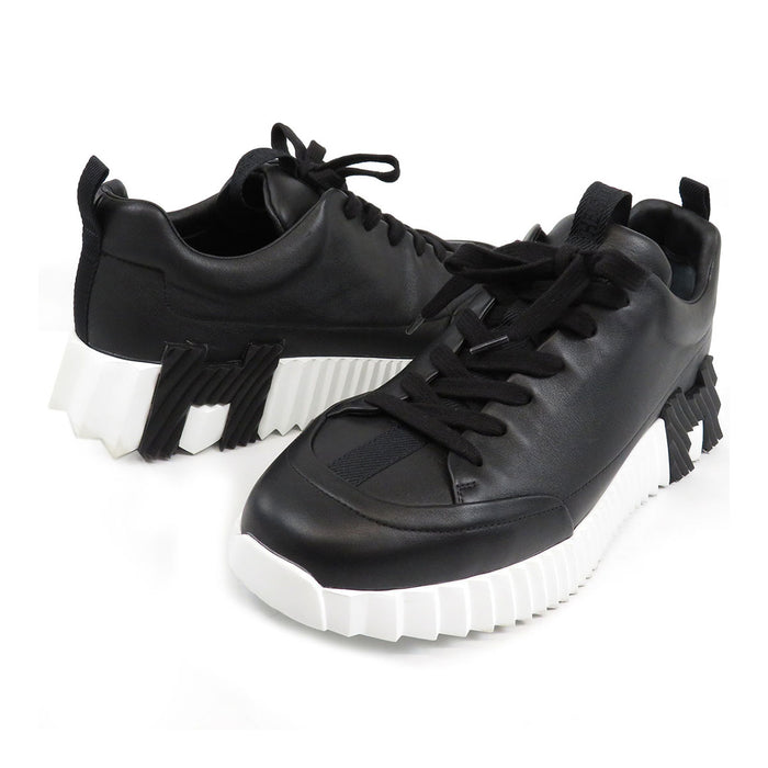 HERMES 
Hロゴ アッシュ レザー レースアップ 
ジャンプ スニーカー