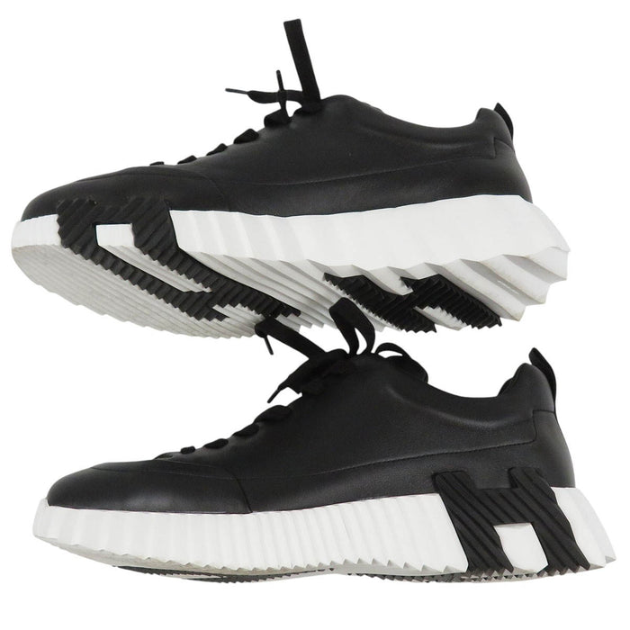 HERMES 
Hロゴ アッシュ レザー レースアップ 
ジャンプ スニーカー