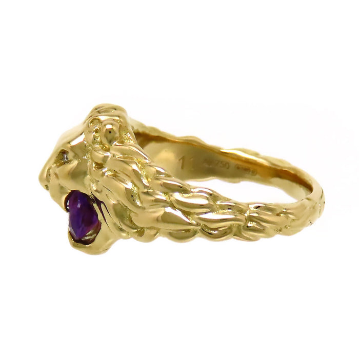 古驰 狮头 紫水晶 戒指