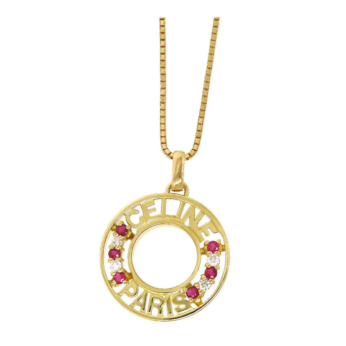 CELINE 
Collier cercle logo rubis diamant