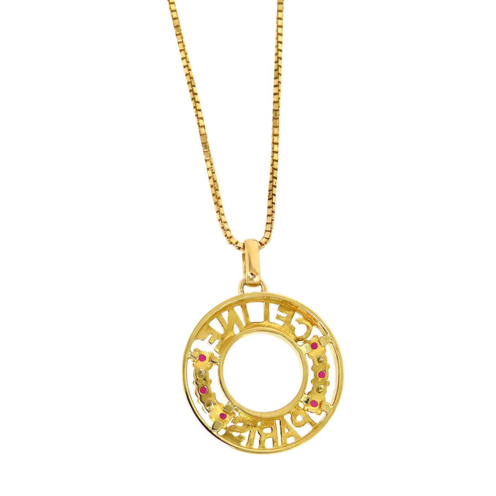 CELINE 
Circle Emblem Ruby Diamond Necklace