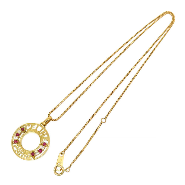 CELINE 
Circle Emblem Ruby Diamond Necklace