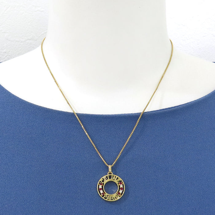 CELINE 
Circle Emblem Ruby Diamond Necklace