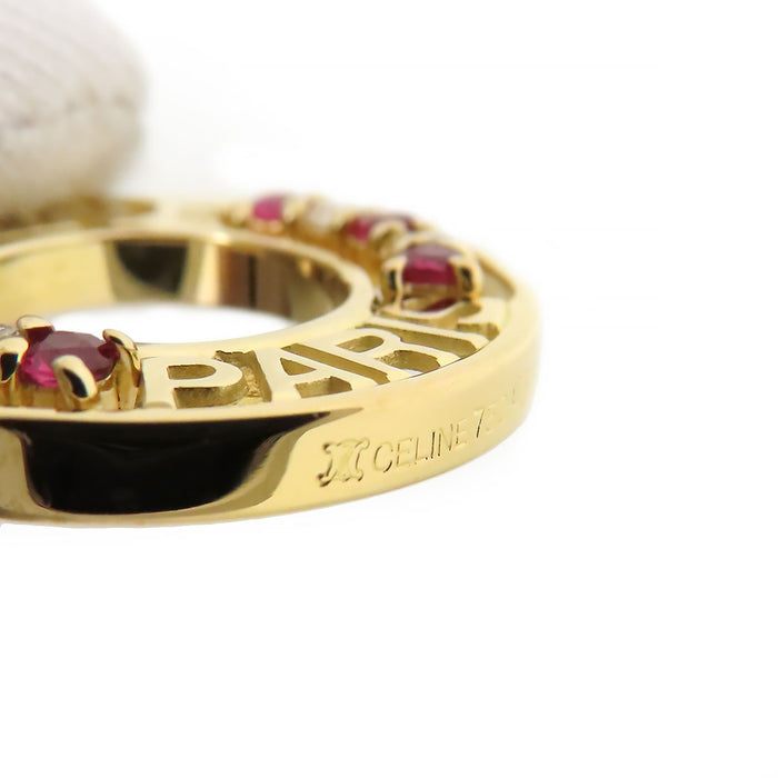 CELINE 
Circle Emblem Ruby Diamond Necklace