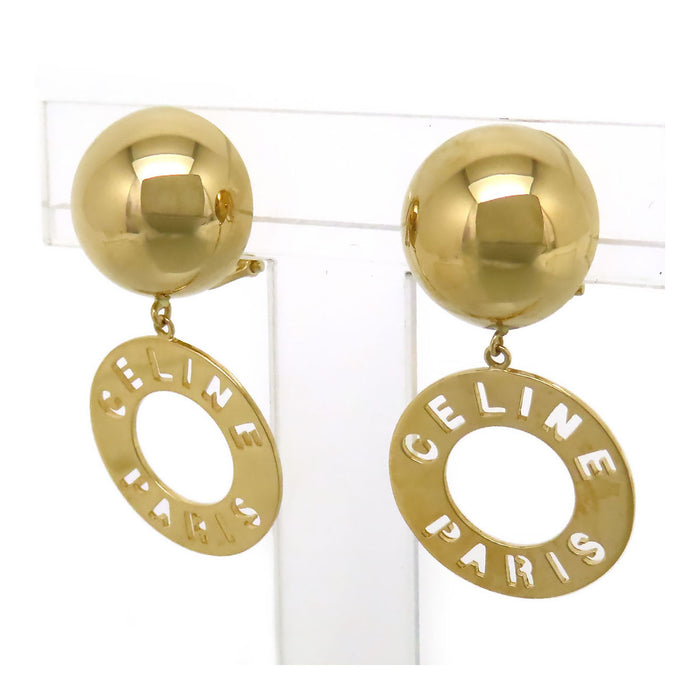 CELINE 
Emblem Circle Earrings