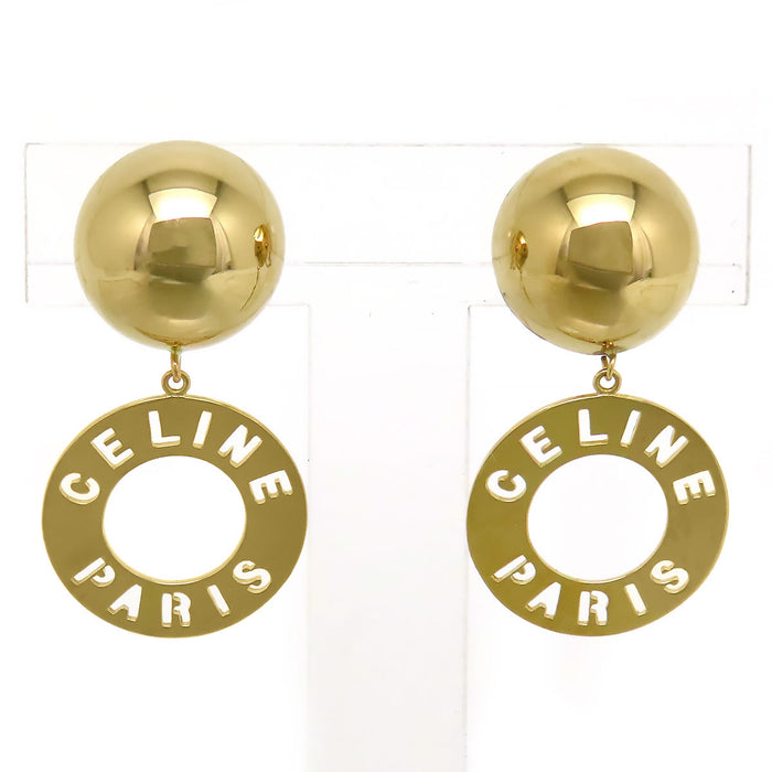 CELINE 
Emblem Circle Earrings