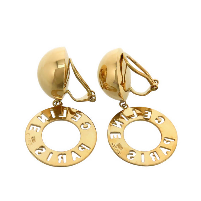 CELINE 
Emblem Circle Earrings