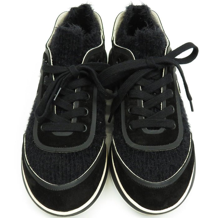 CHANEL 
COCO CC Logo Sock Sneakers 
Coco Mark Suede Shaggy Knit Sneakers