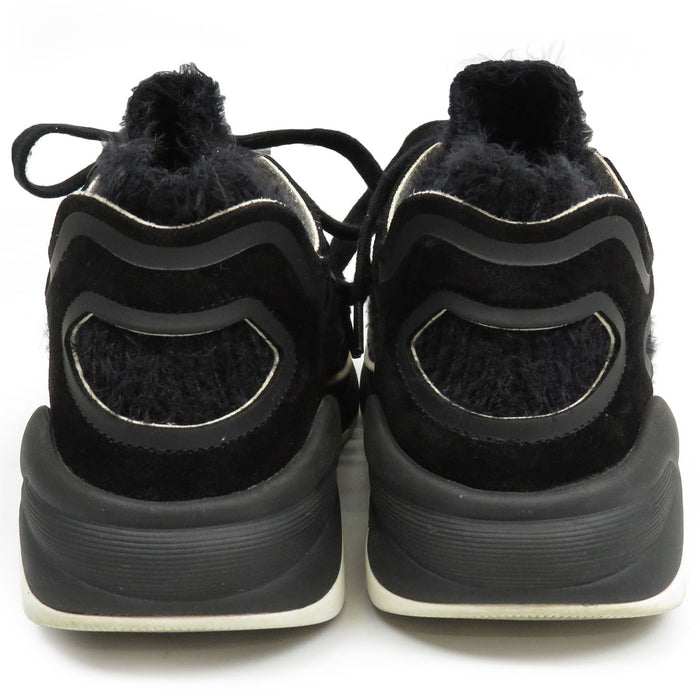 CHANEL 
COCO CC Logo Sock Sneakers 
Coco Mark Suede Shaggy Knit Sneakers