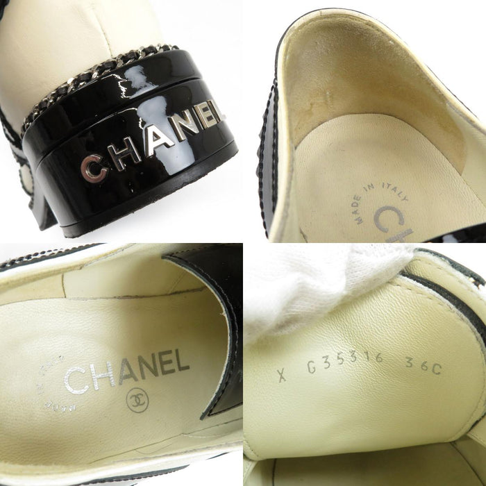 CHANEL 
ウイングチップ バイカラー レザー 
ロゴ レースアップ ドレスシューズ