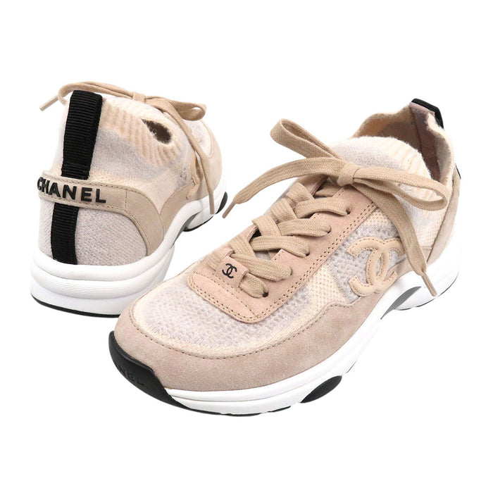 CHANEL 
COCO CC ロゴ レースアップ 
ココマーク ニット ソックス スニーカー