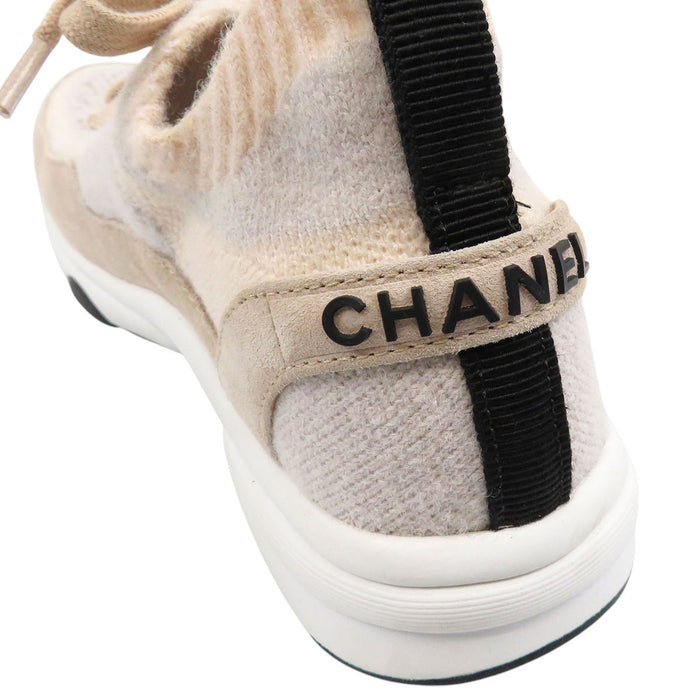 CHANEL 
COCO CC ロゴ レースアップ 
ココマーク ニット ソックス スニーカー