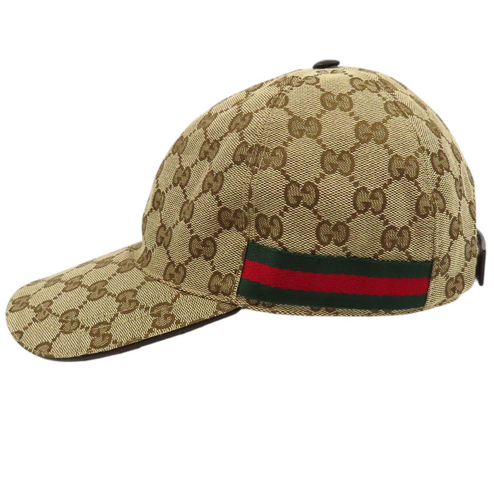 GUCCI 
Toile à motif intégral 
Casquette de baseball en toile GG avec bande Sherley