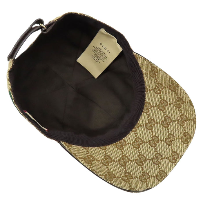GUCCI 
Toile à motif intégral 
Casquette de baseball en toile GG avec bande Sherley