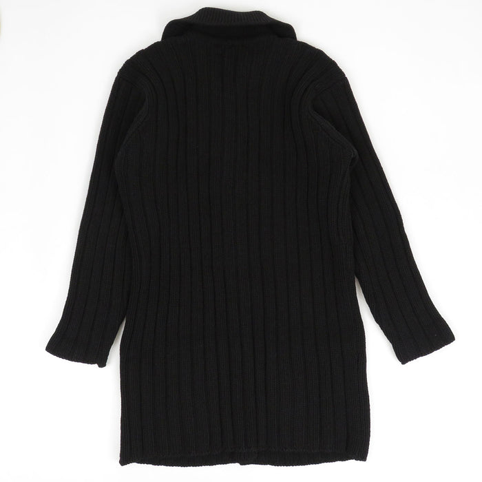 CHANEL  
Bouton logo côtelé 97A  
Cardigan en laine vintage tricoté