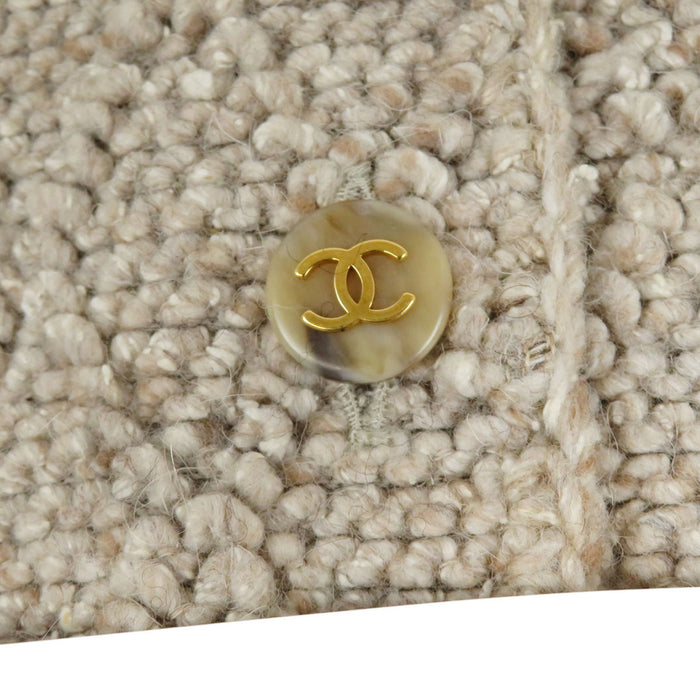 CHANEL 
COCO CC ココボタン ゴールドカラーメタル 
ココマーク ノーカラー ニット ジャケット