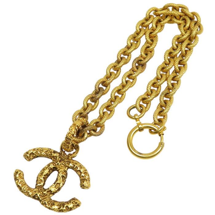 CHANEL 
COCO CC ロゴ ゴールドカラーメタル 
ココマーク ヴィンテージ 溶岩 ネックレス