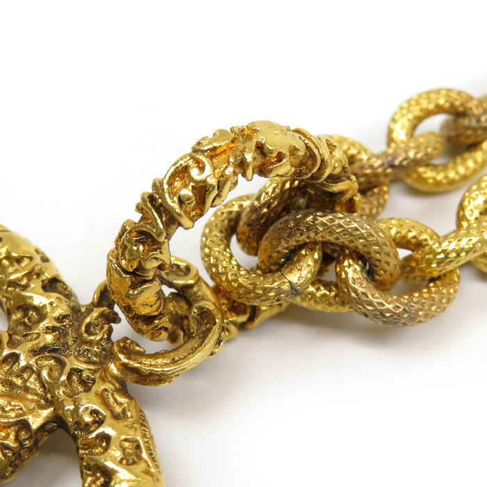 CHANEL COCO CC Logo Gold Color Metal Coco Mark Vintage Lava Necklace