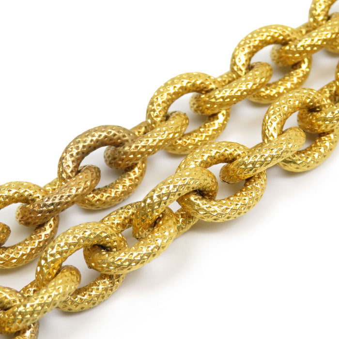 CHANEL COCO CC Logo Gold Color Metal Coco Mark Vintage Lava Necklace