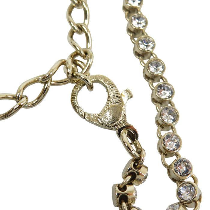 CHANEL  
COCO CC Logo Light Gold Color Metal B21B  
Coco Mark Costume Pearl Rhinestone Necklace